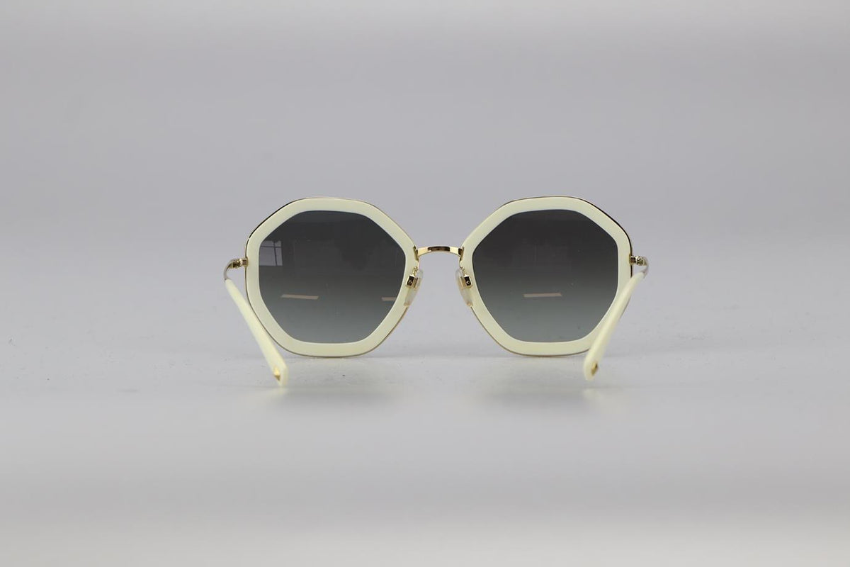 VALENTINO HEXAGON FRAME ACETATE AND GOLD TONE SUNGLASSES