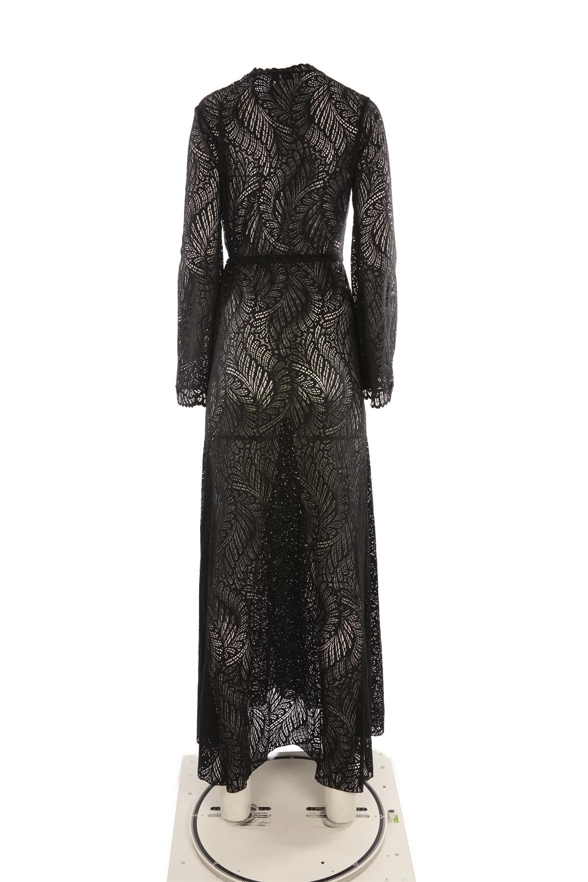 ALEXANDRA MIRO BLACK CROCHET ROBE XSMALL/SMALL