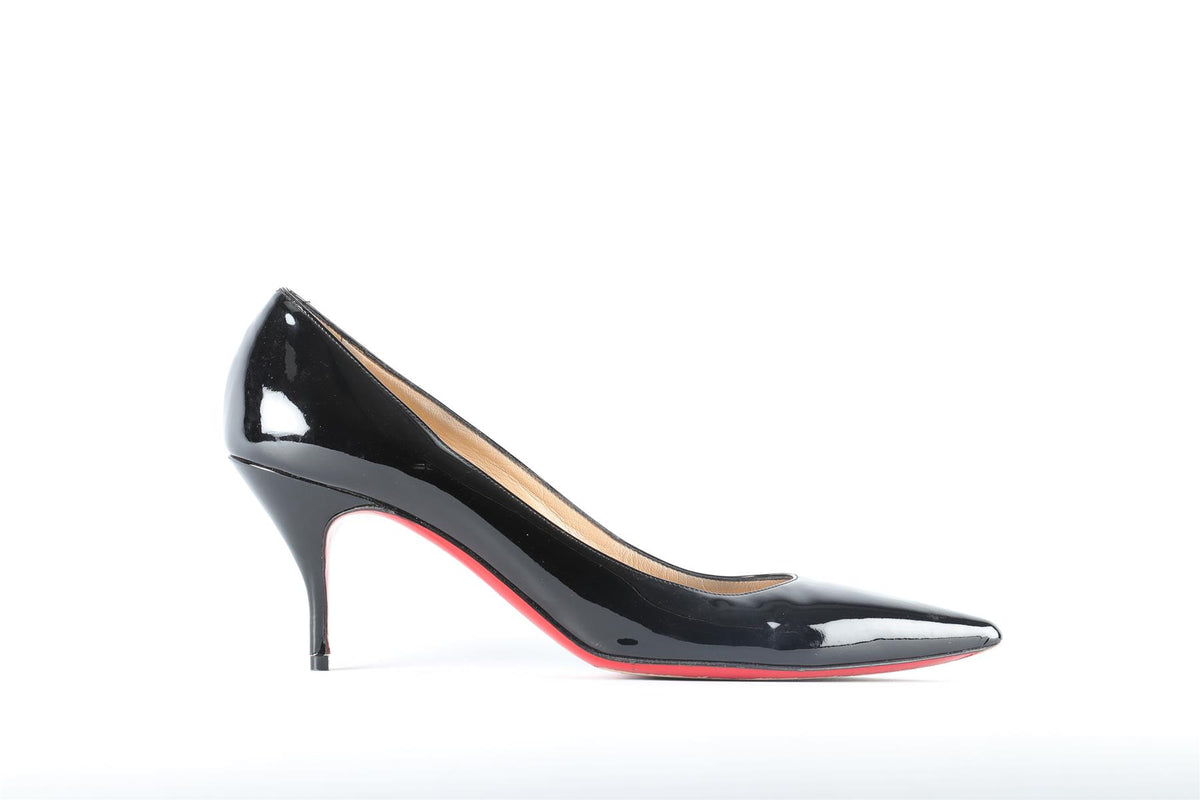 CHRISTIAN LOUBOUTIN BLACK PATENT LEATHER PUMPS EU 41.5 UK 8.5 US 11.5