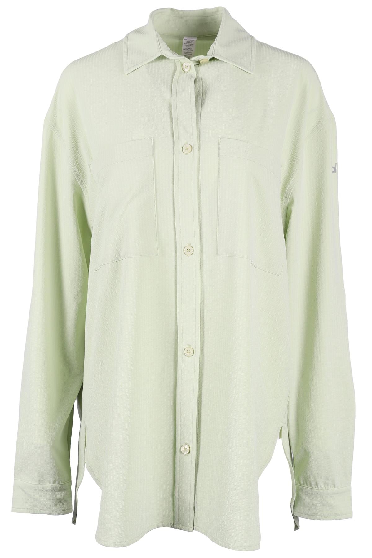 ALO YOGA LIME GREEN CREPE SHIRT SMALL