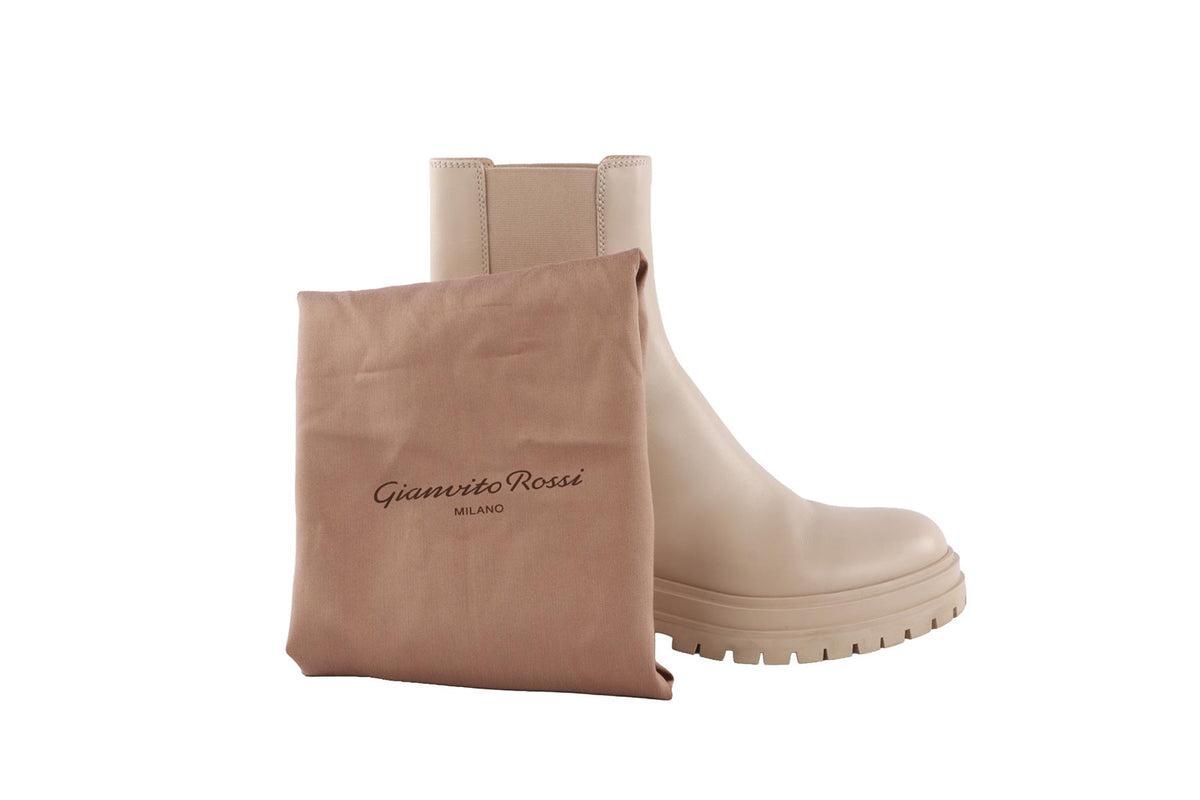 GIANVITO ROSSI NUDE LEATHER ANKLE BOOTS EU 39.5 UK 6.5 US 9.5