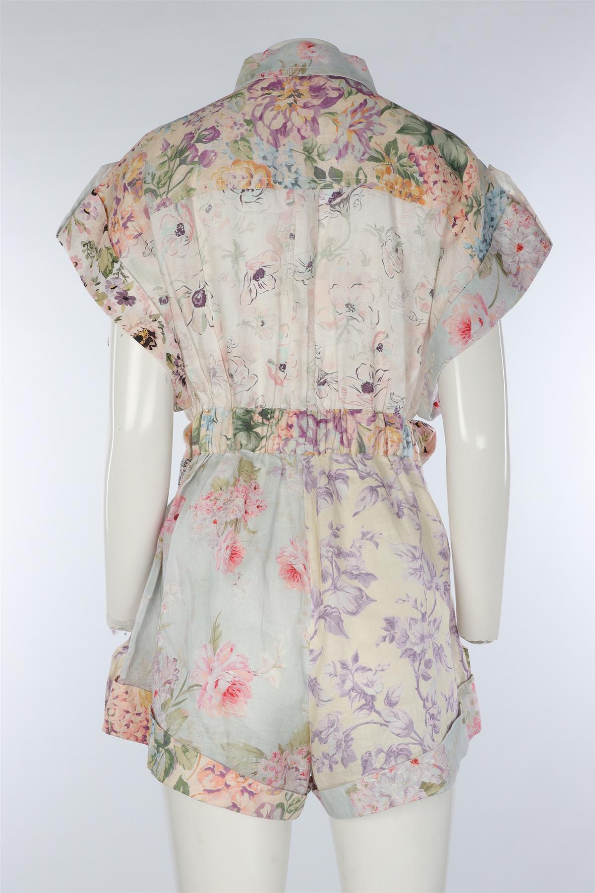 ZIMMERMANN MULTI LINEN PLAYSUIT UK 14