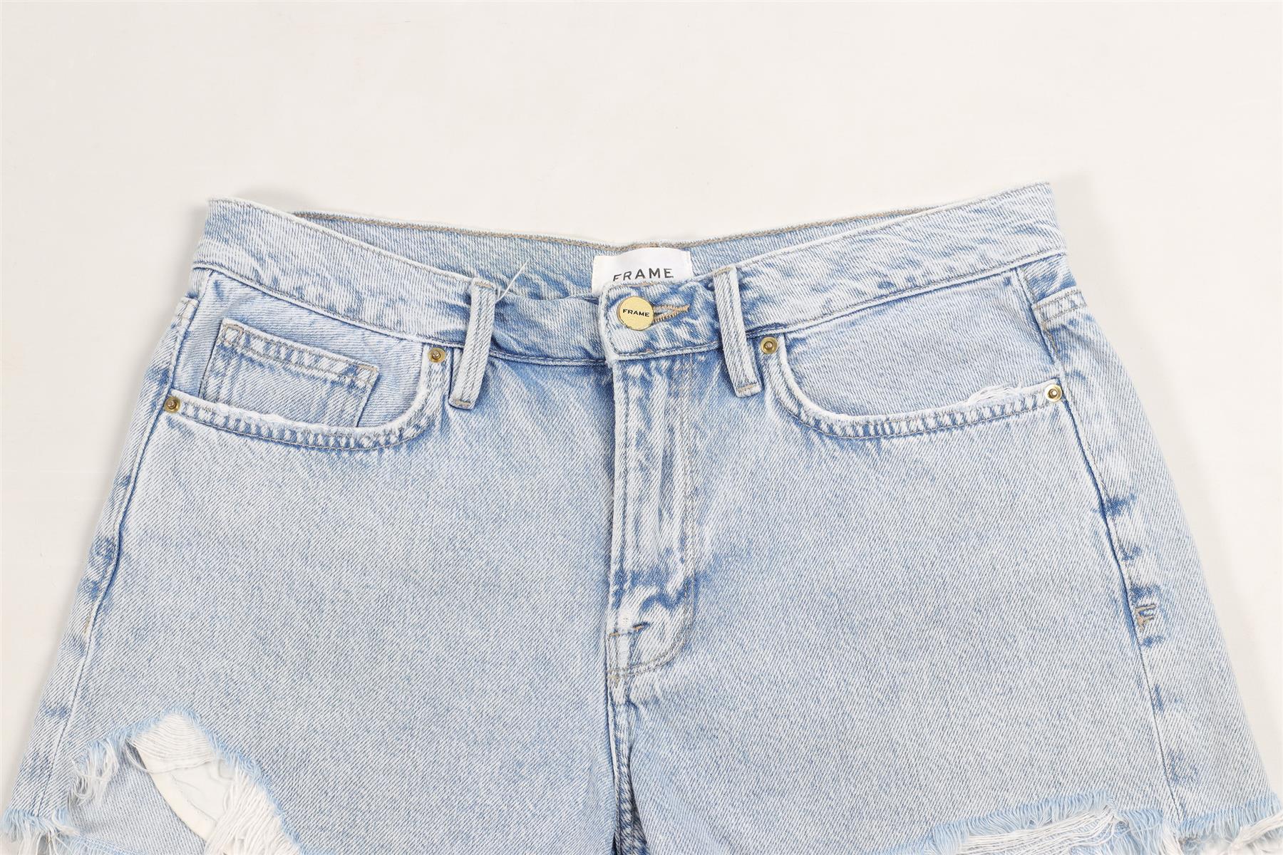 FRAME BLUE HIGH RISE DENIM SHORTS W27 UK 8-10