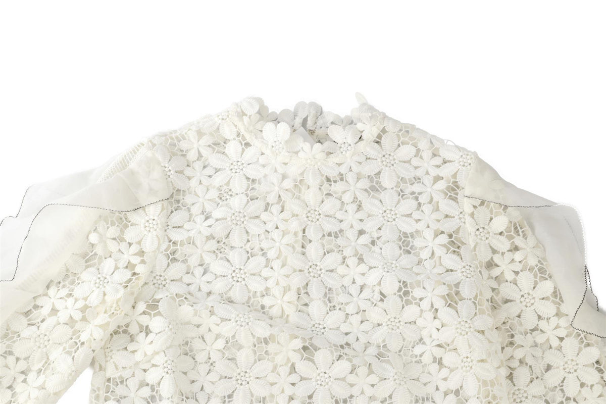 SELF-PORTRAIT WHITE CROCHET TOP UK 4