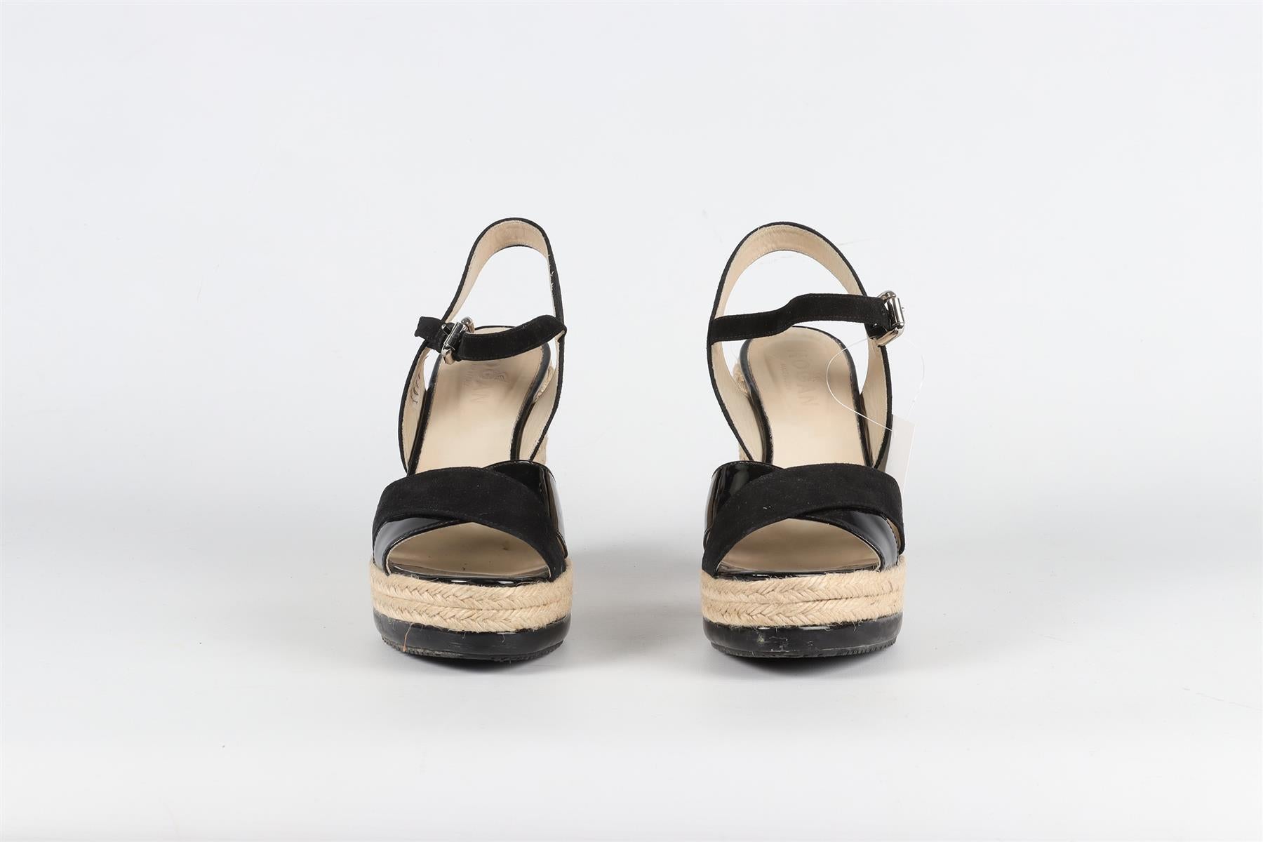 HOGAN BLACK SUEDE ESPADRILLE WEDGES EU 38.5 UK 5.5 US 8.5