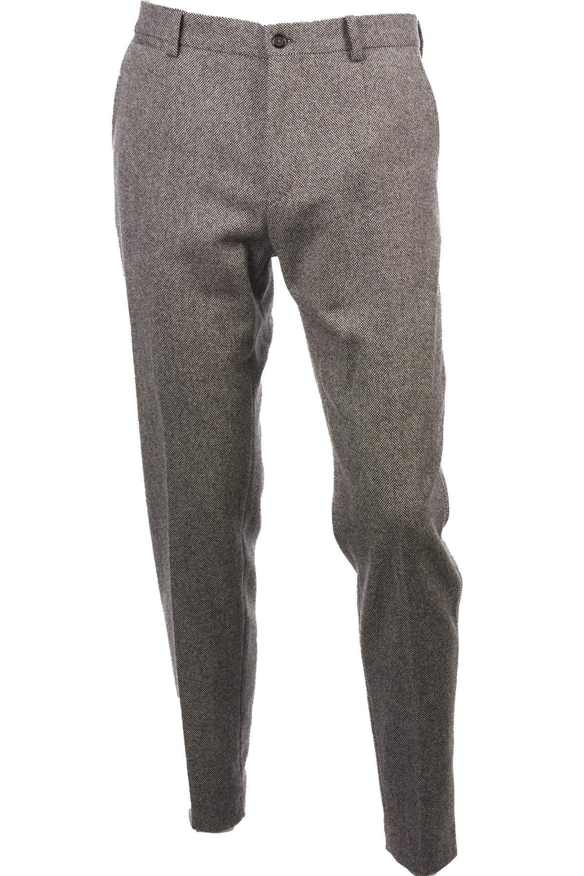 DOLCE & GABBANA GREY MEN'S WOOL STRAIGHT LEG PANTS IT 48 UK 32