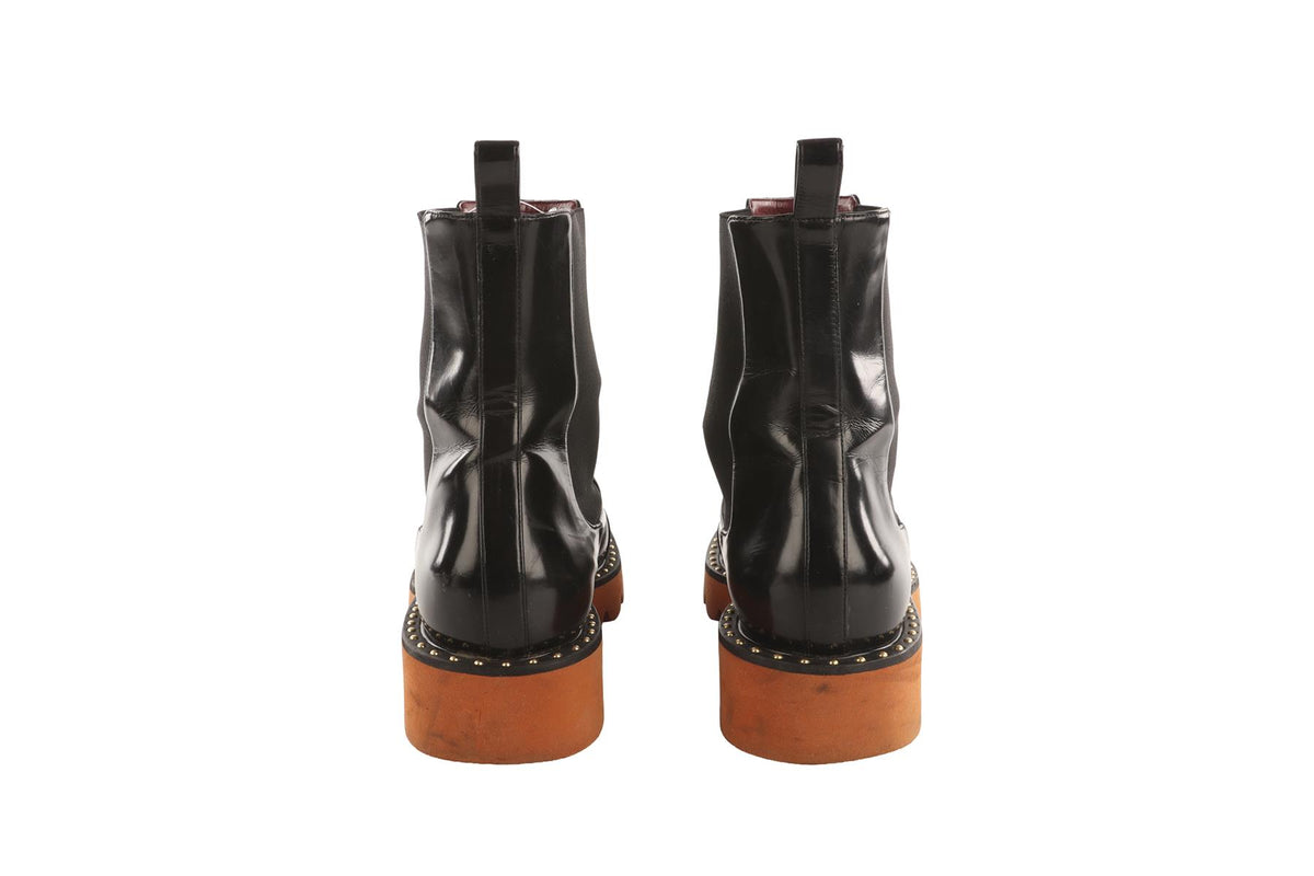 STELLA MCCARTNEY BLACK LEATHER ANKLE BOOTS EU 37.5 UK 4.5 US 7.5