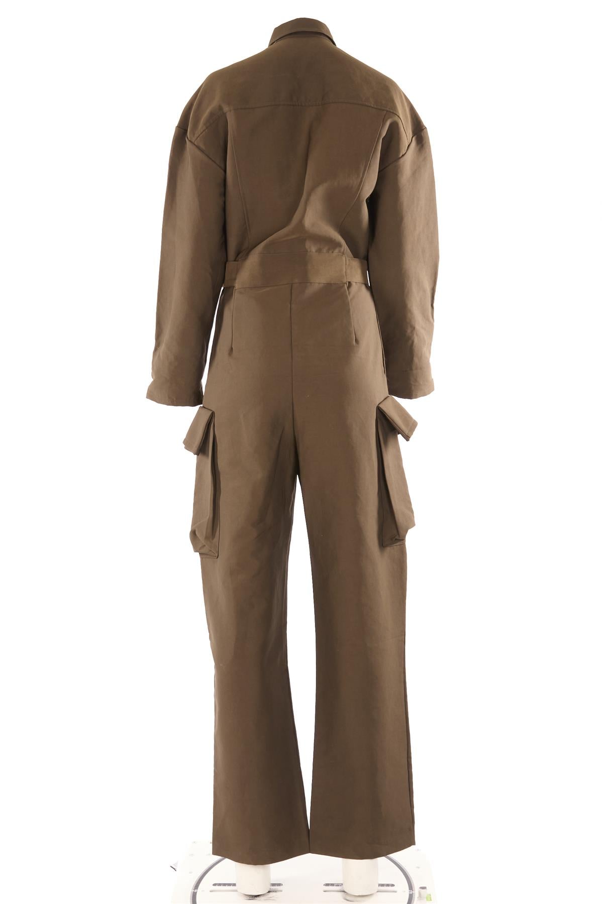 THE FRANKIE SHOP KHAKI COTTON JUMPSUIT SMALL