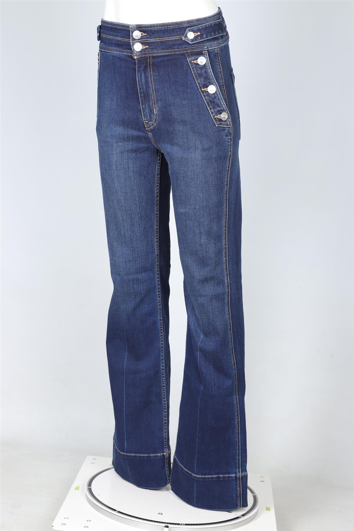CURRENT/ELLIOTT BLUE HIGH RISE FLARED JEANS W27 UK 8-10