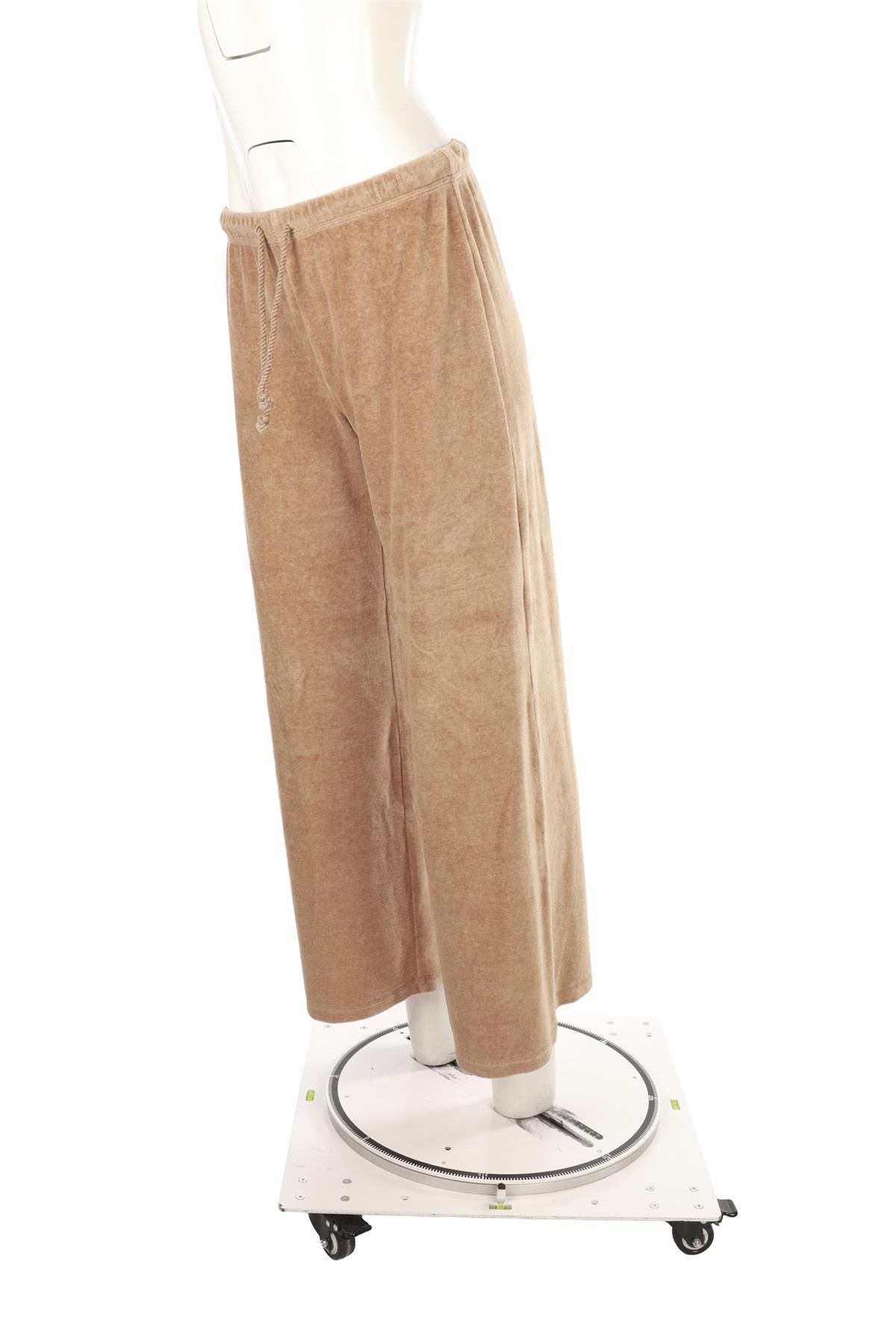 TAN VELVET WIDE LEG PANTS