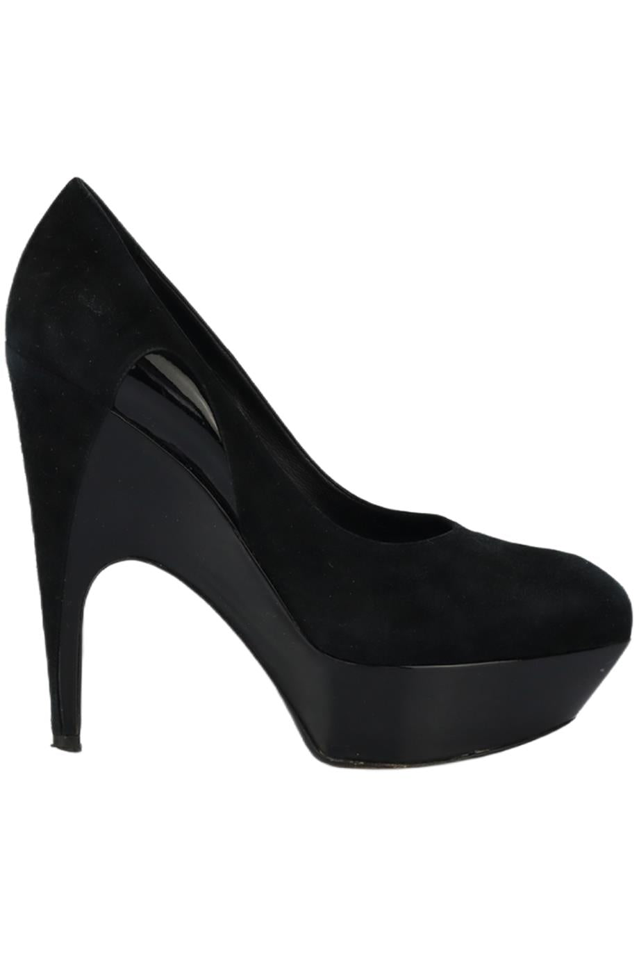 YVES SAINT LAURENT SUEDE AND PATENT LEATHER PLATFORM PUMPS EU 38 UK 5 US 8