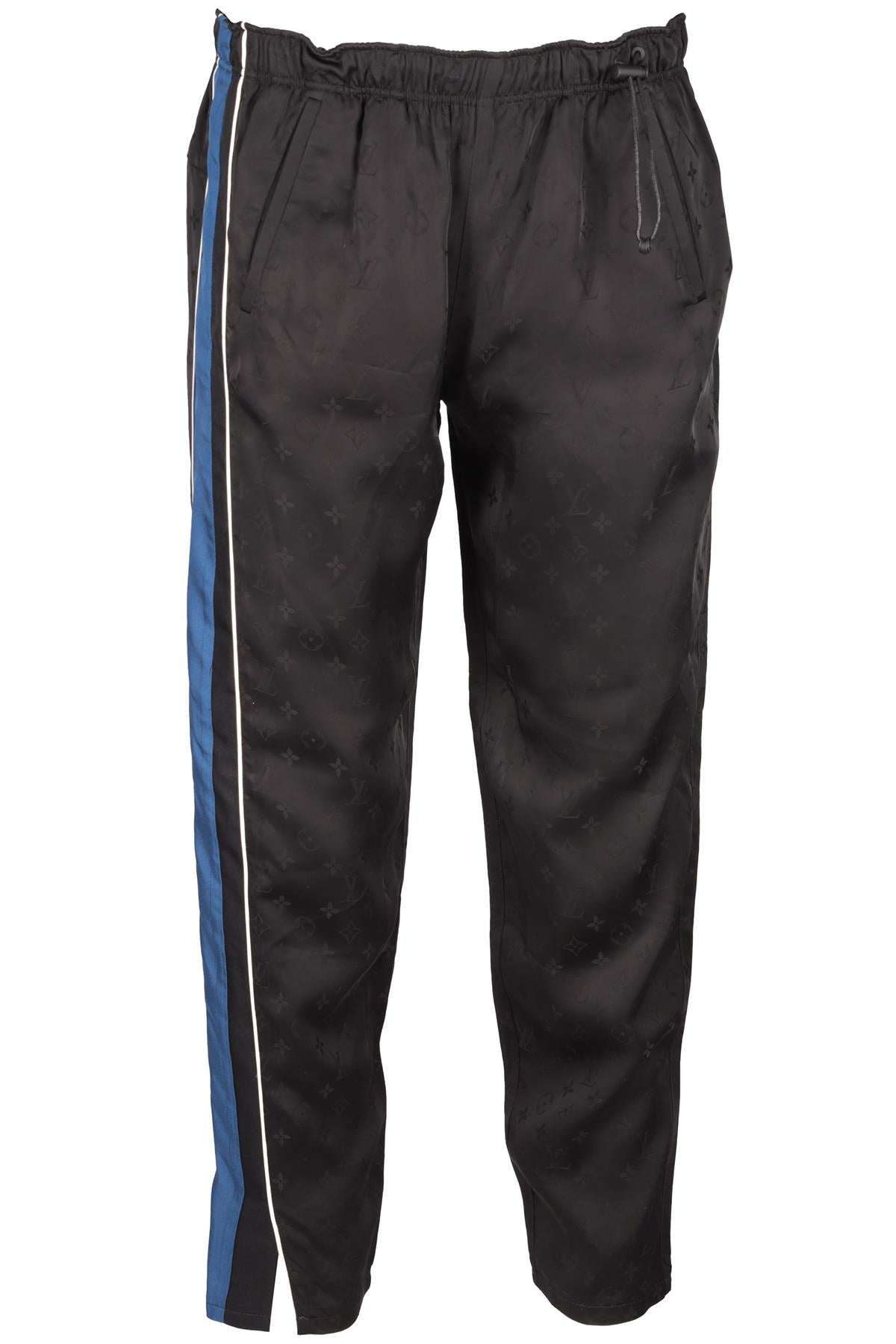 LOUIS VUITTON BLACK MONOGRAM SILK TAPERED PANTS FR 38 UK 10
