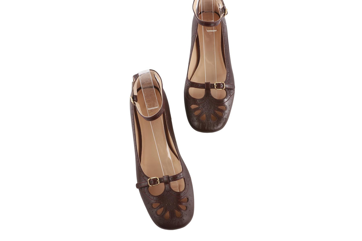 CHLOÉ BURGUNDY LEATHER BALLET FLATS EU 40 UK 7 US 10