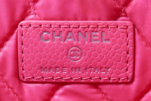 CHANEL PINK 2014 O-CASE MEDIUM QUILTED CAVIAR LEATHER CLUTCH