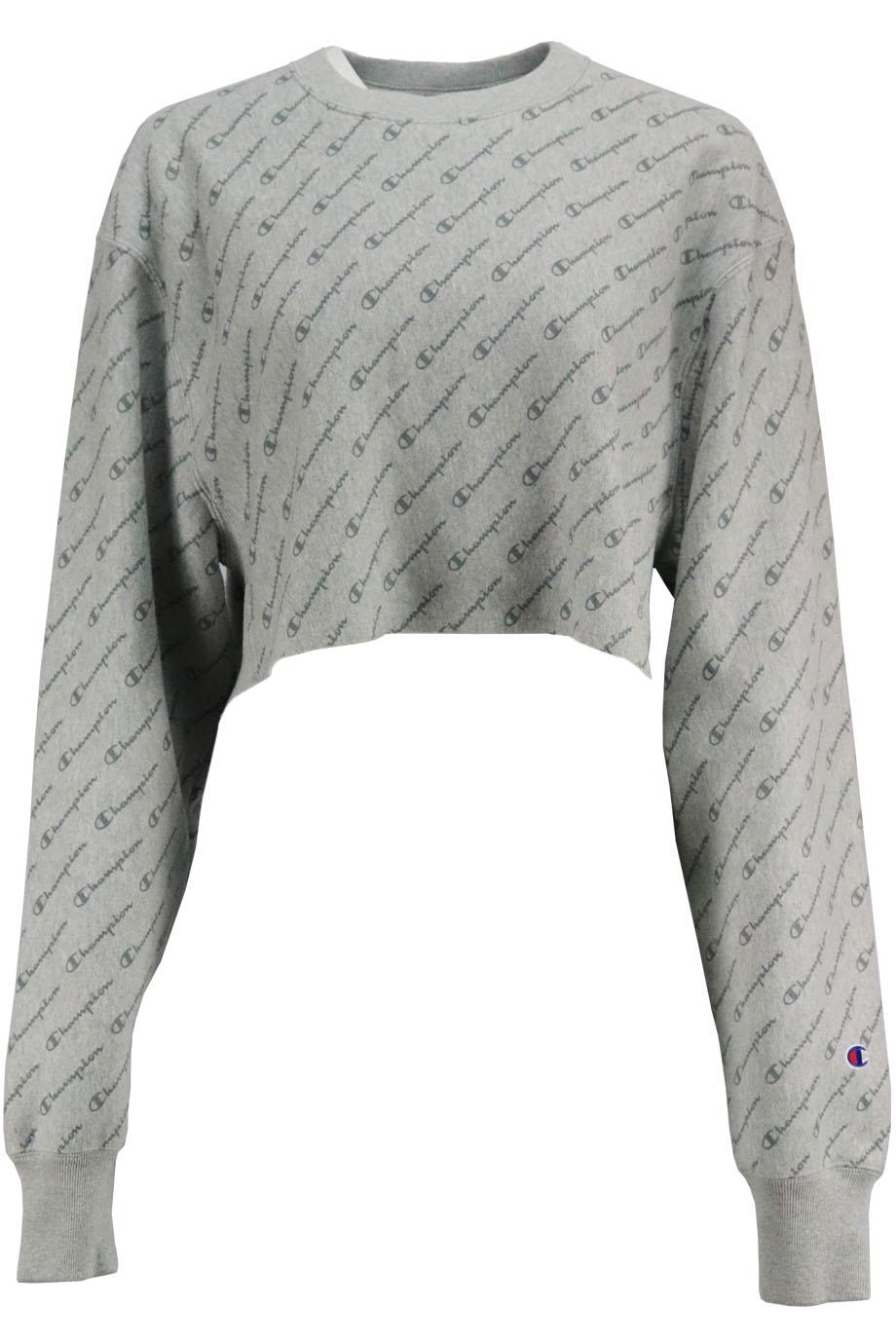 CHAMPION CROPPED PRINTED COTTON JERSEY SWEATSHIRT MEDIUM