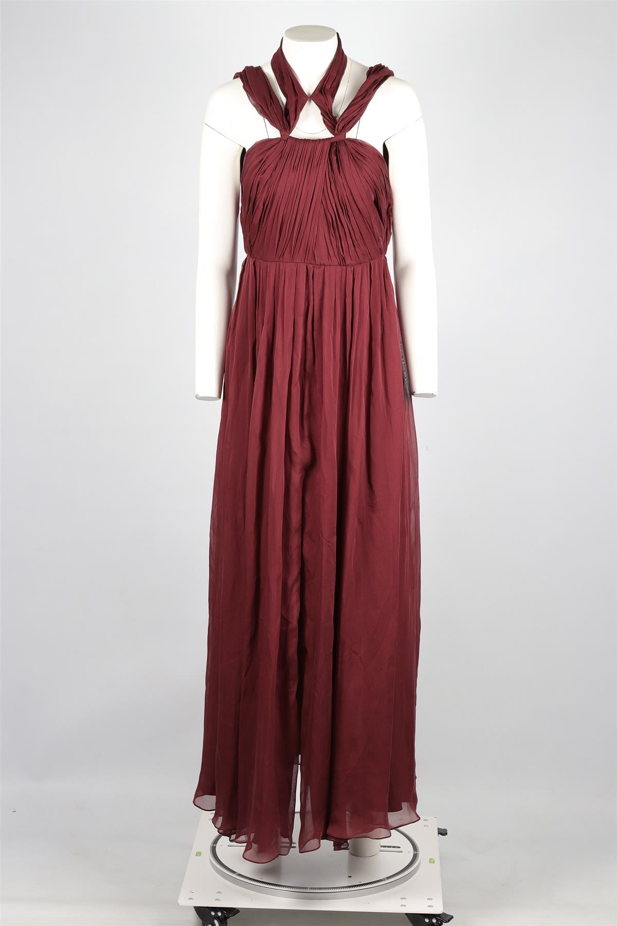 MATTHEW WILLIAMSON BURGUNDY SILK MAXI DRESS UK 10