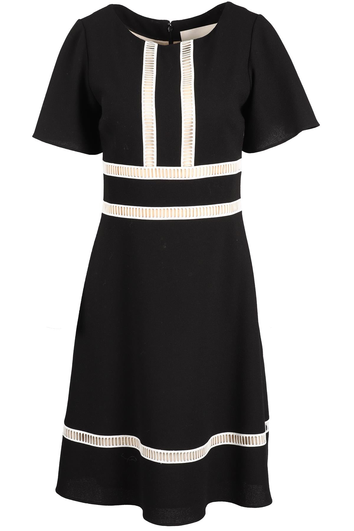 CAROLINA HERRERA BLACK WOOL MIDI DRESS US 4 UK 8