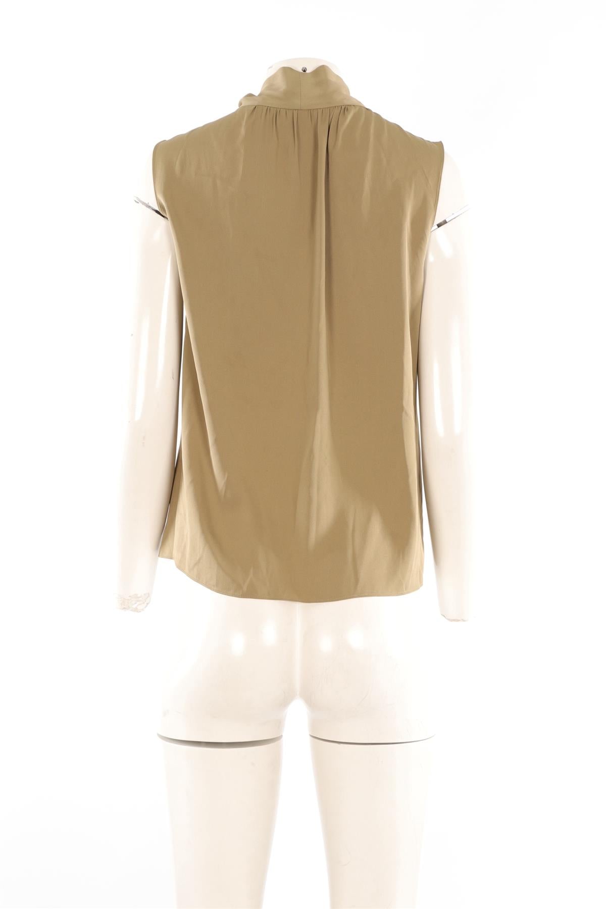 THEORY GREEN SILK TOP SMALL