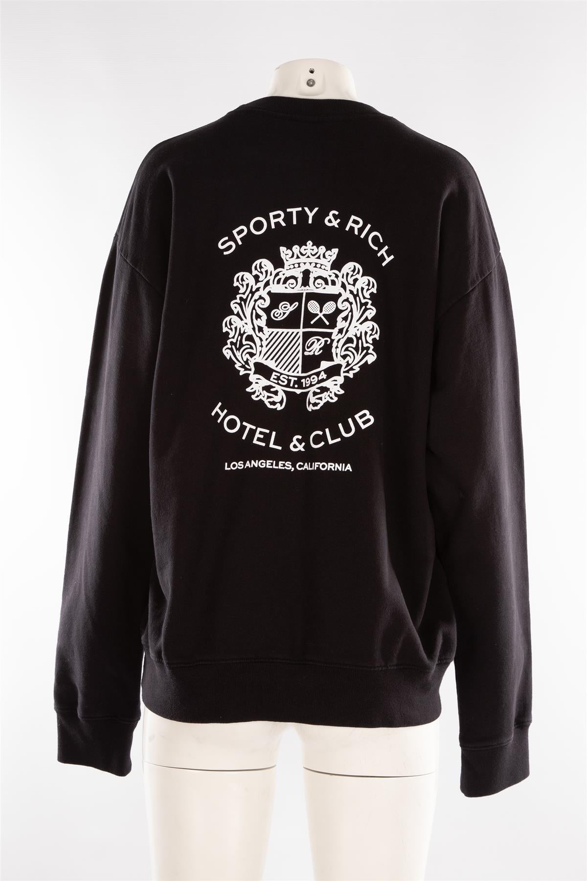 SPORTY & RICH BLACK COTTON SWEATSHIRT MEDIUM