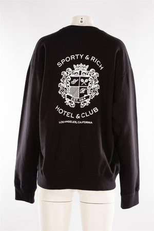 SPORTY & RICH BLACK COTTON SWEATSHIRT MEDIUM