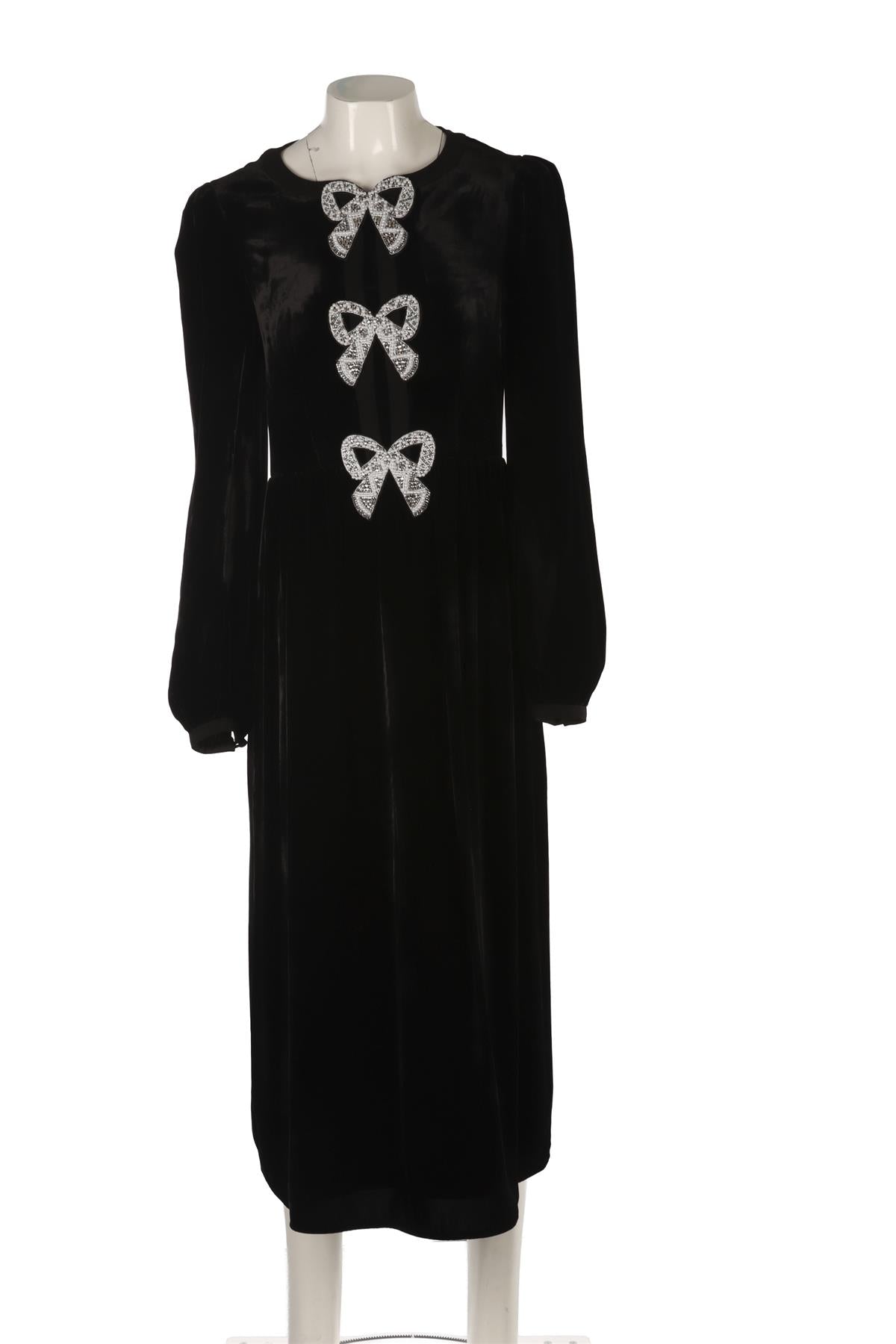 SALONI BLACK VELVET MIDI DRESS UK 8