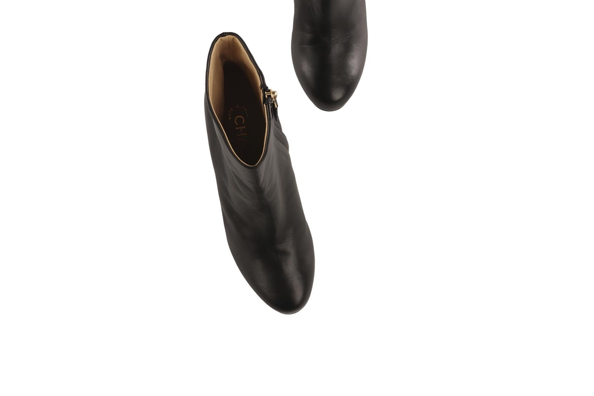 CHANEL BLACK 2015 LEATHER WEDGE ANKLE BOOTS EU 37.5 UK 4.5 US 7.5