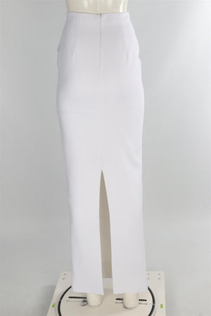 MÔNOT WHITE CREPE MAXI SKIRT IT 36 UK 4