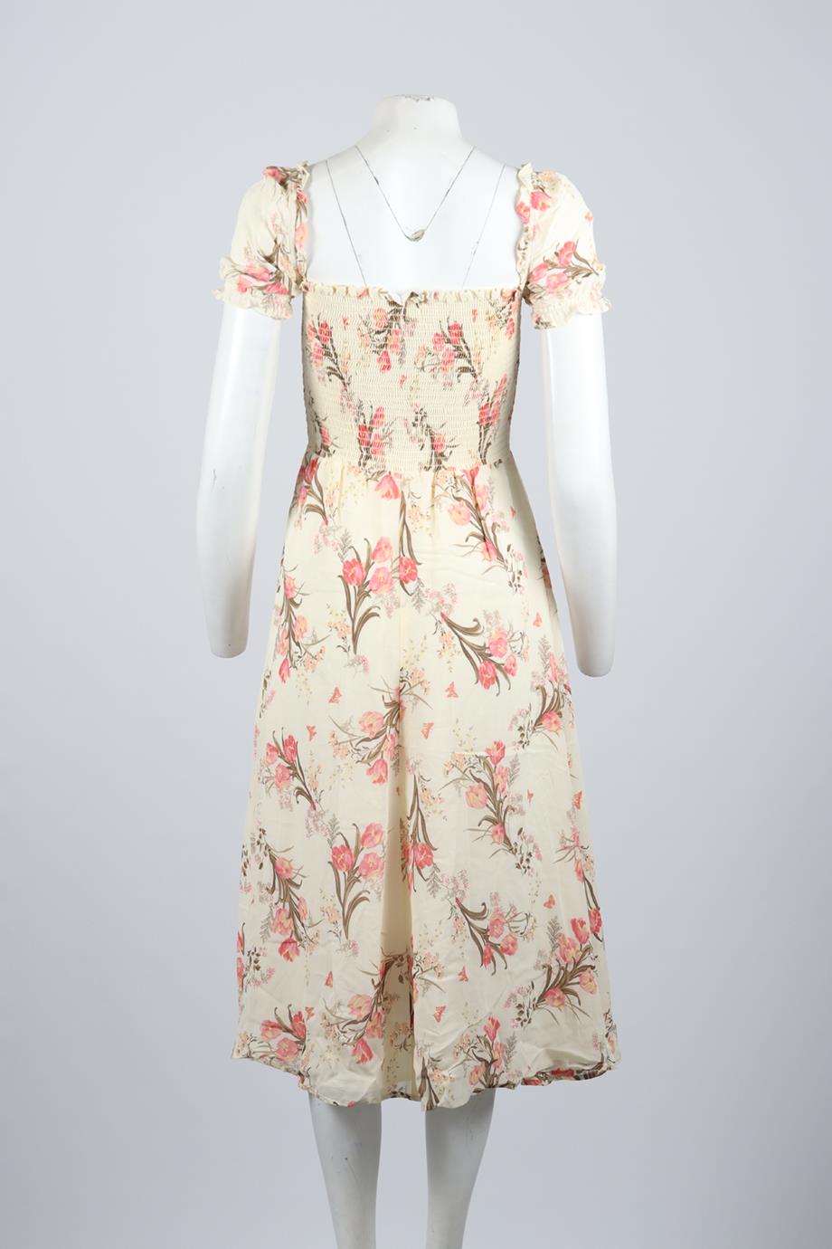 REFORMATION FLORAL PRINT CREPE MIDI DRESS SMALL