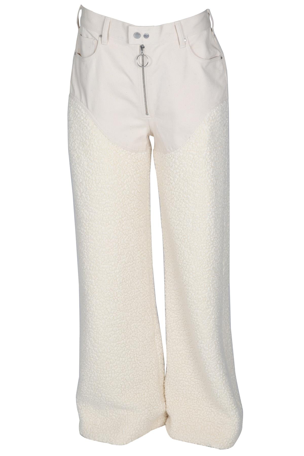 CORDOVA CREAM FAUX SHEARLING STRAIGHT LEG PANTS LARGE