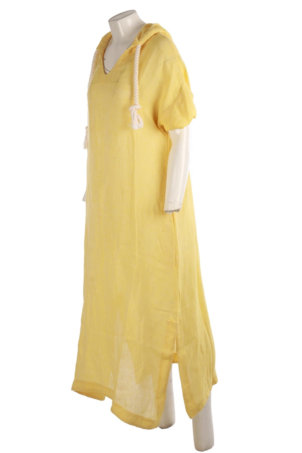 LISA MARIE FERNANDEZ YELLOW LINEN KAFTAN 1 UK 6-8