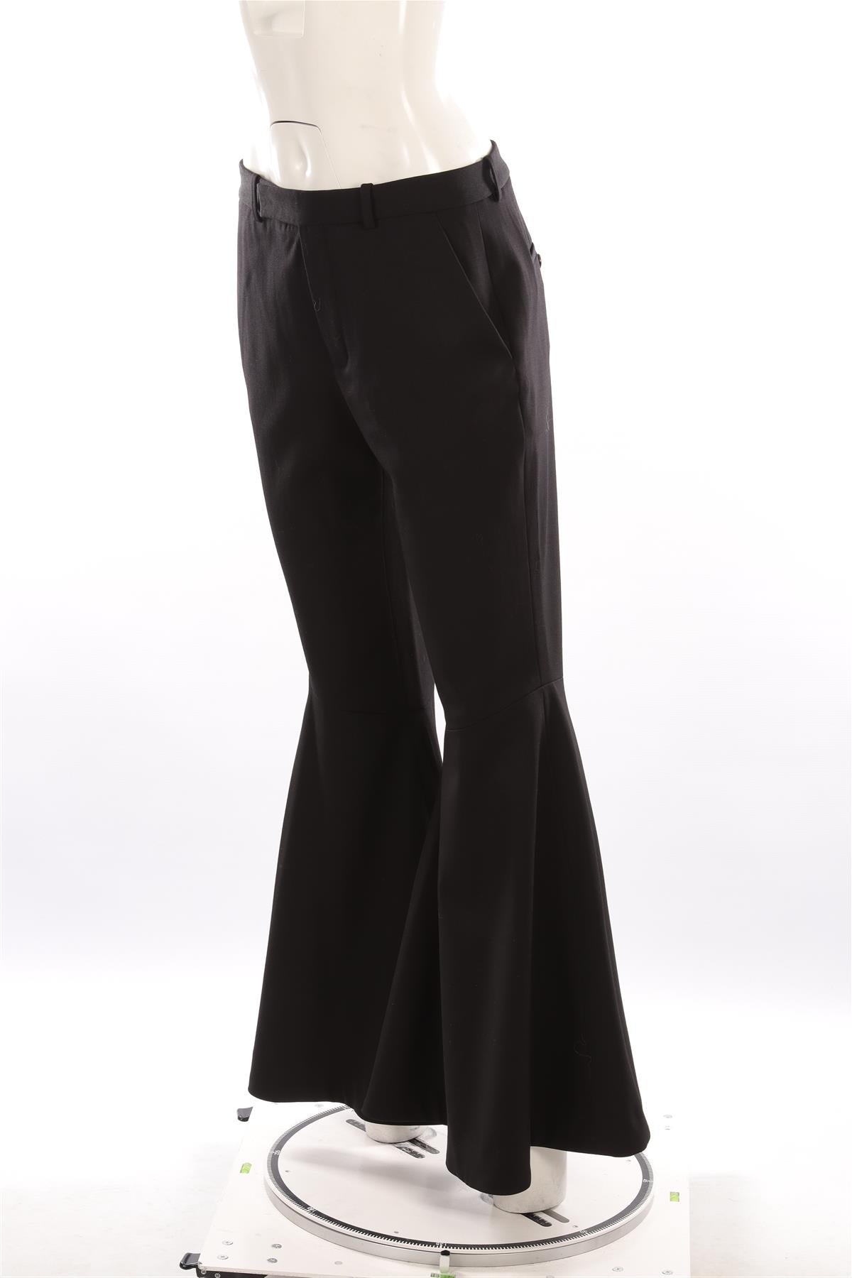 SAINT LAURENT BLACK WOOL FLARED PANTS FR 40 UK 12