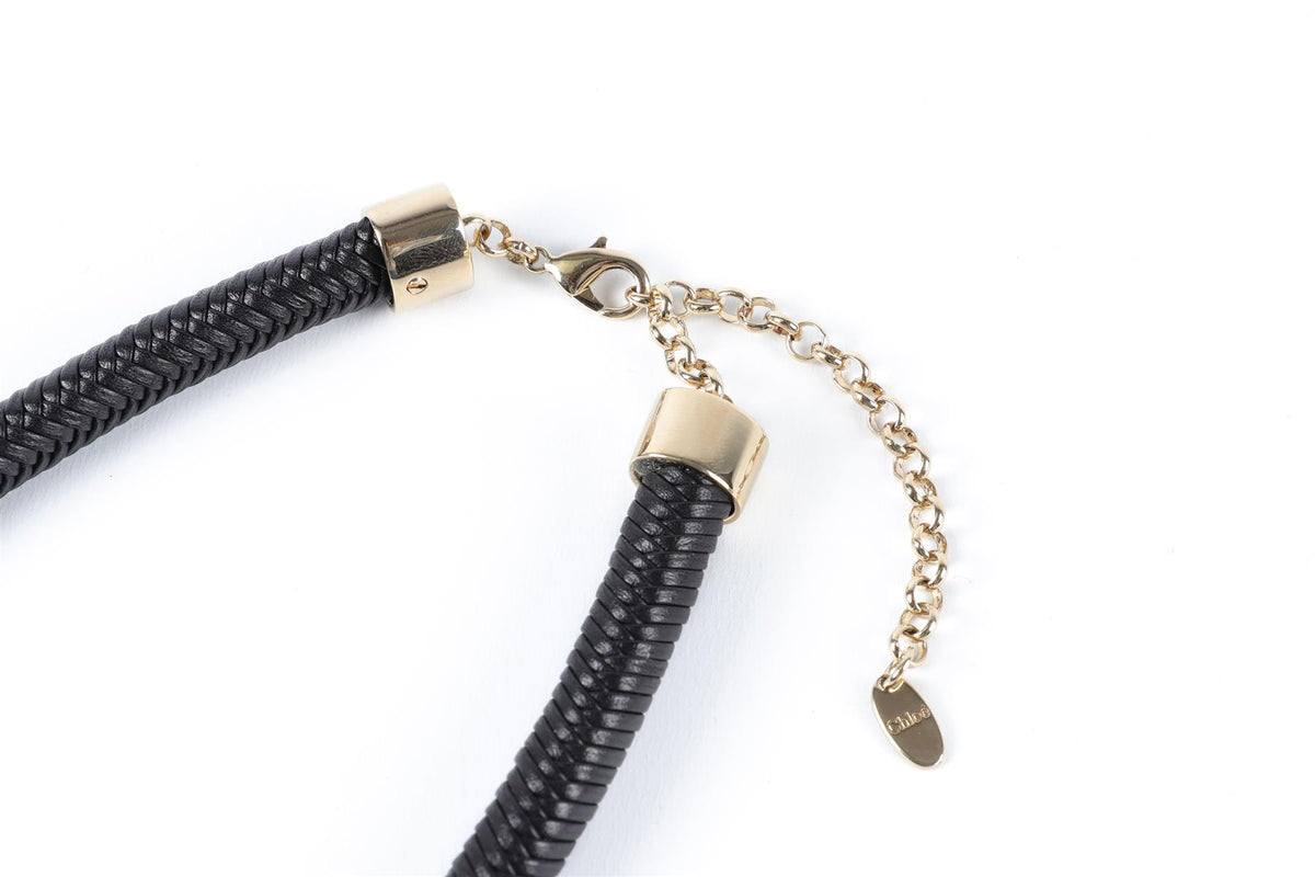 CHLOÉ BLACK LEATHER NECKLACE
