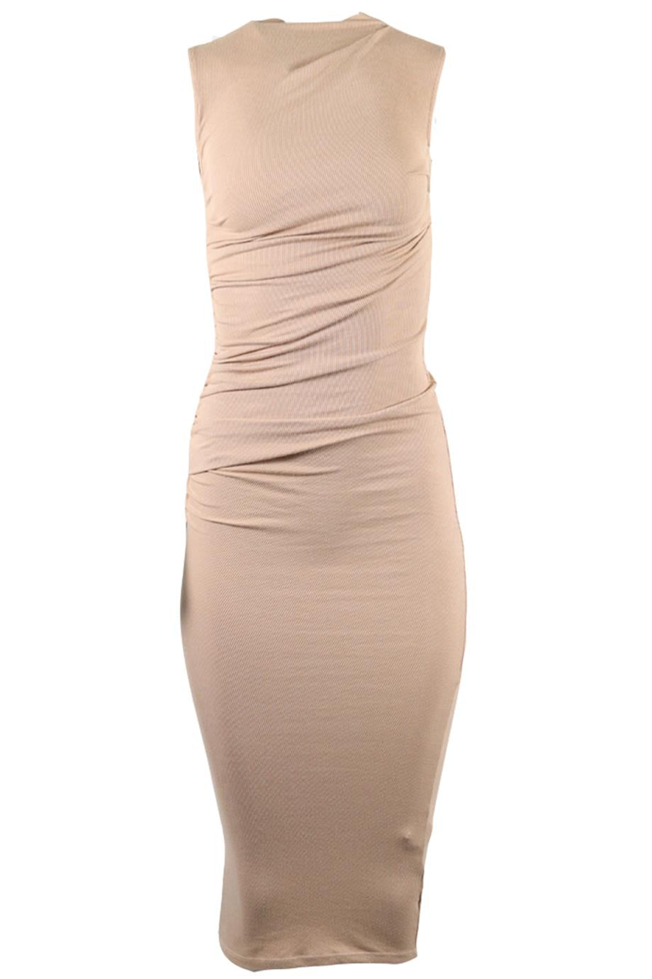 ENZA COSTA RIBBED SILK BLEND MIDI DRESS XSMALL