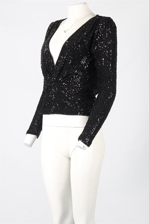 SAINT LAURENT SEQUIN AND JERSEY TOP SMALL