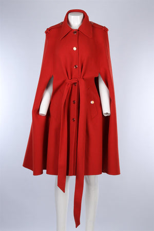 GUCCI RED WOOL CAPE IT 42 UK 10
