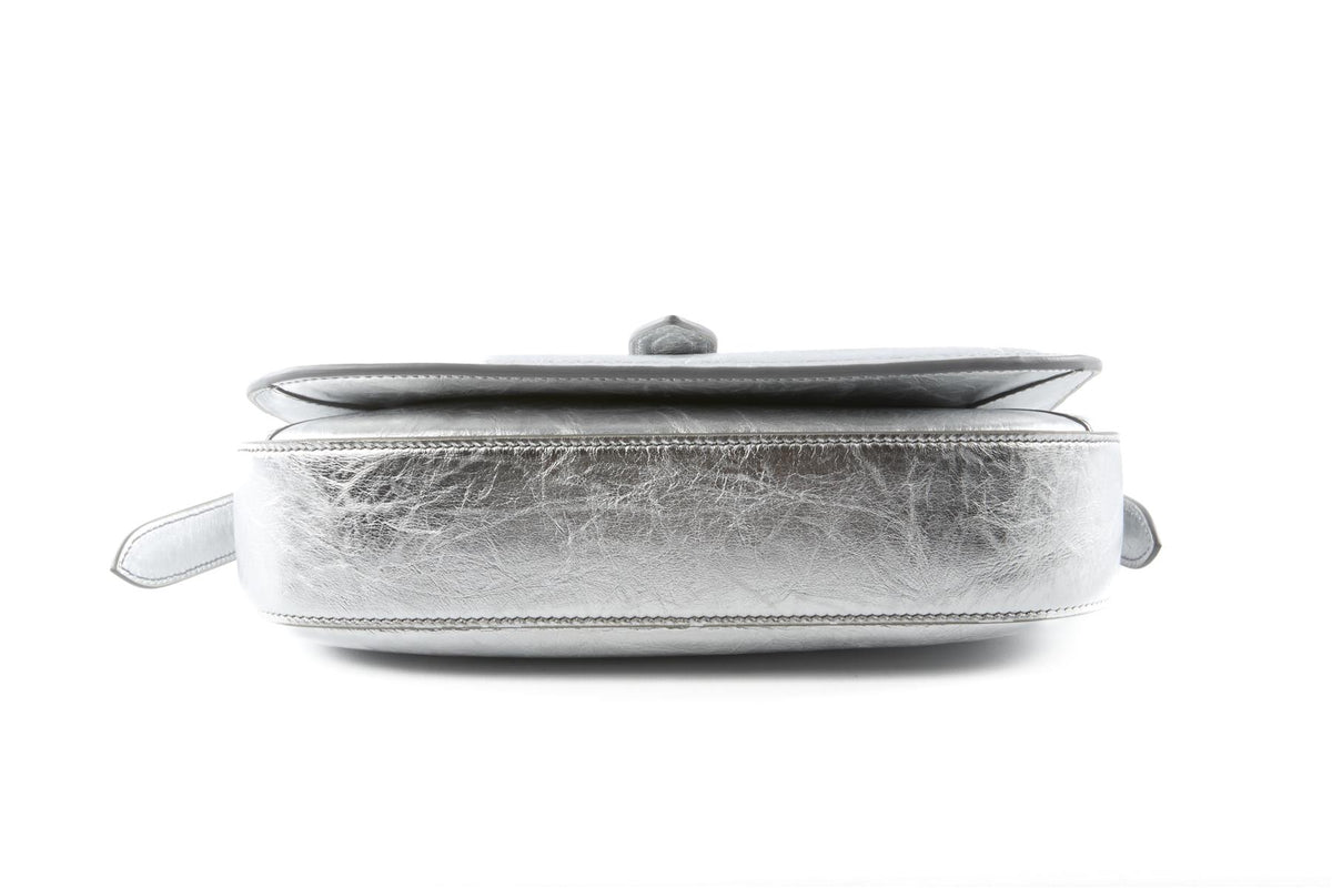BALLY SILVER BECKETT LEATHER SHOULDER BAG