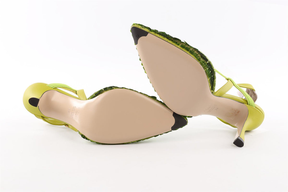 FENDI GREEN SEQUIN PUMPS EU 38 UK 5 US 8