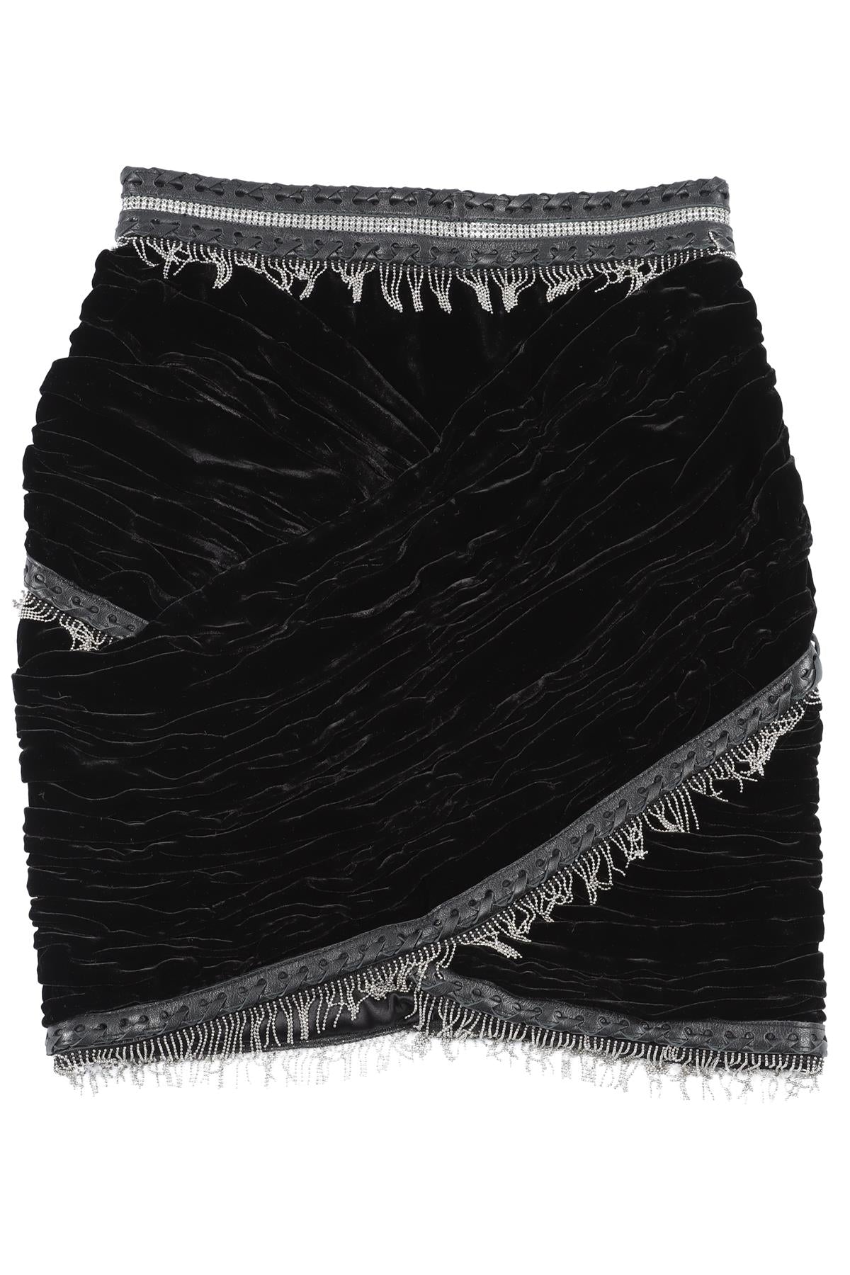 AADNEVIK BLACK VELVET MINI SKIRT XSMALL