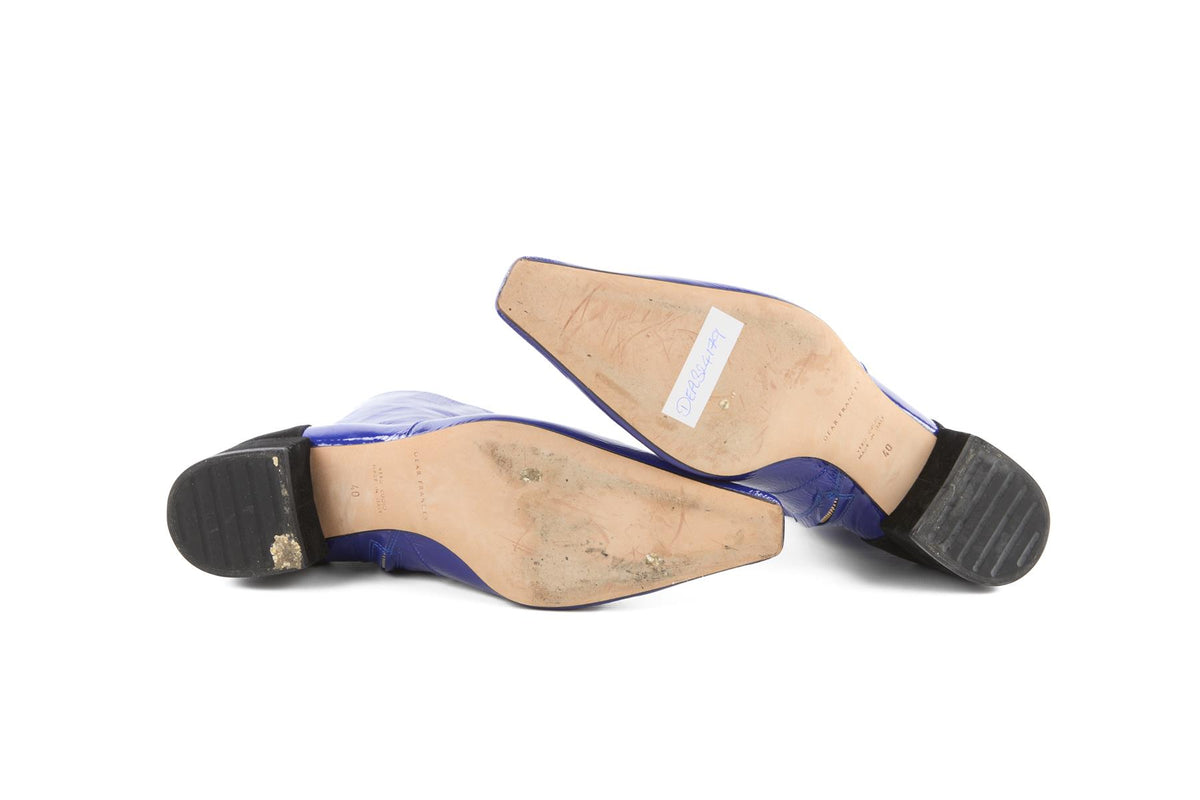 DEAR FRANCES BLUE PATENT LEATHER ANKLE BOOTS EU 40 UK 7 US 10