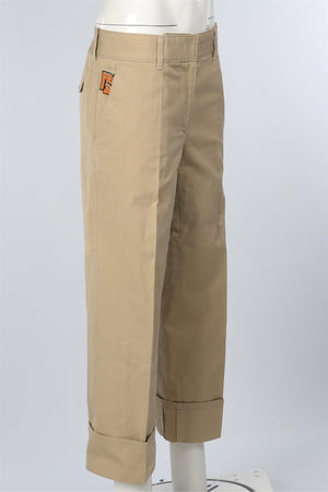 PRADA BEIGE COTTON STRAIGHT LEG PANTS IT 44 UK 12