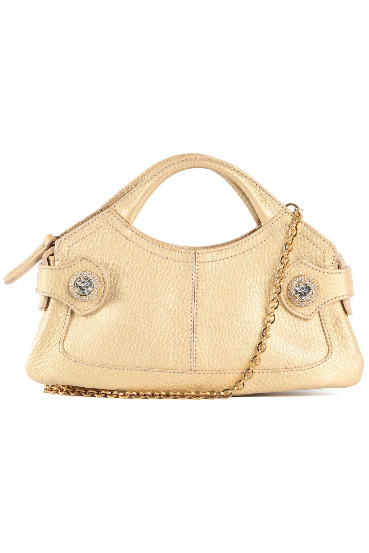 TOD'S GOLD CRYSTAL AND LEATHER SHOULDER BAG