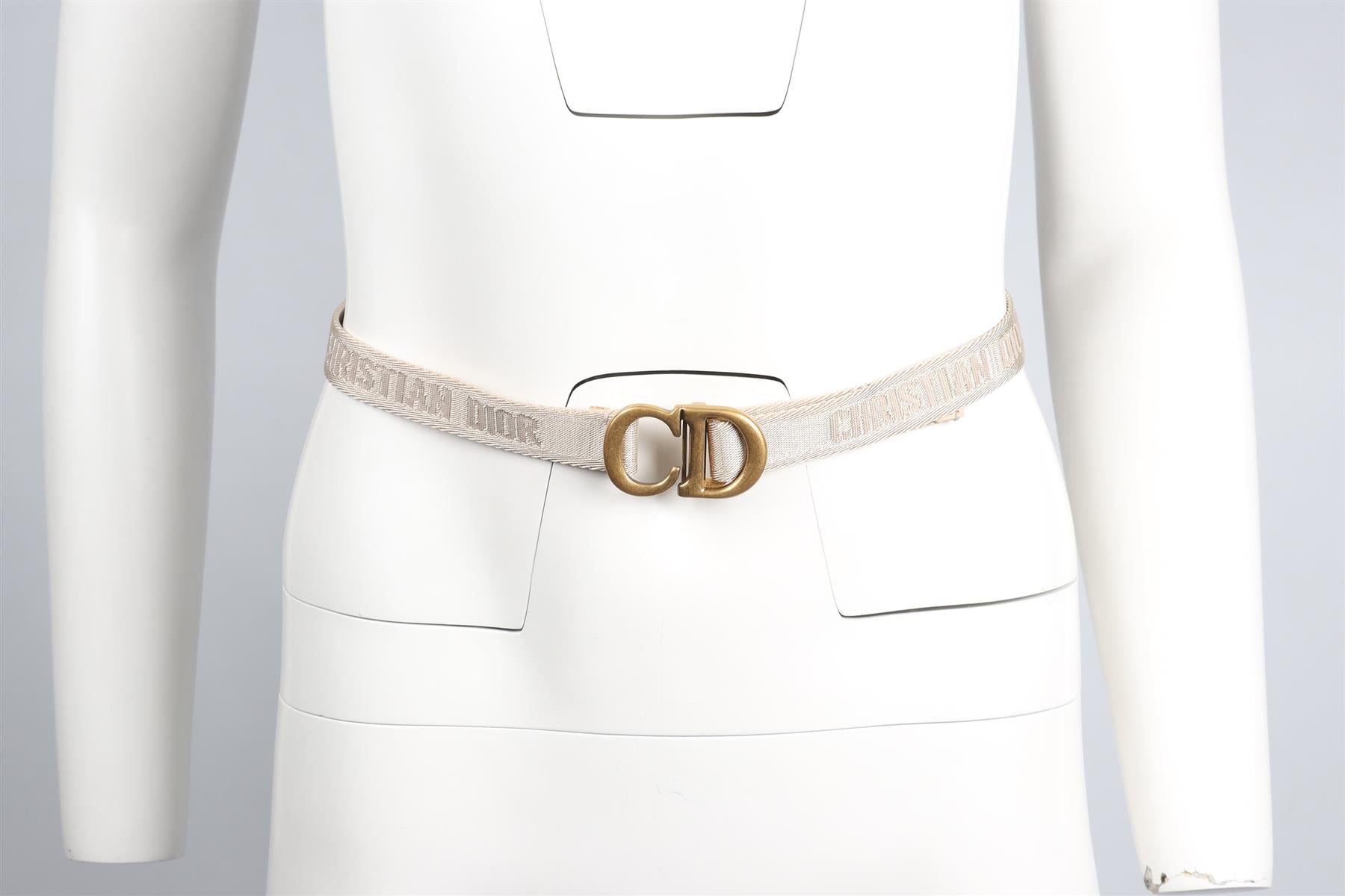 CHRISTIAN DIOR BEIGE CD FABRIC WAIST BELT ONE SIZE