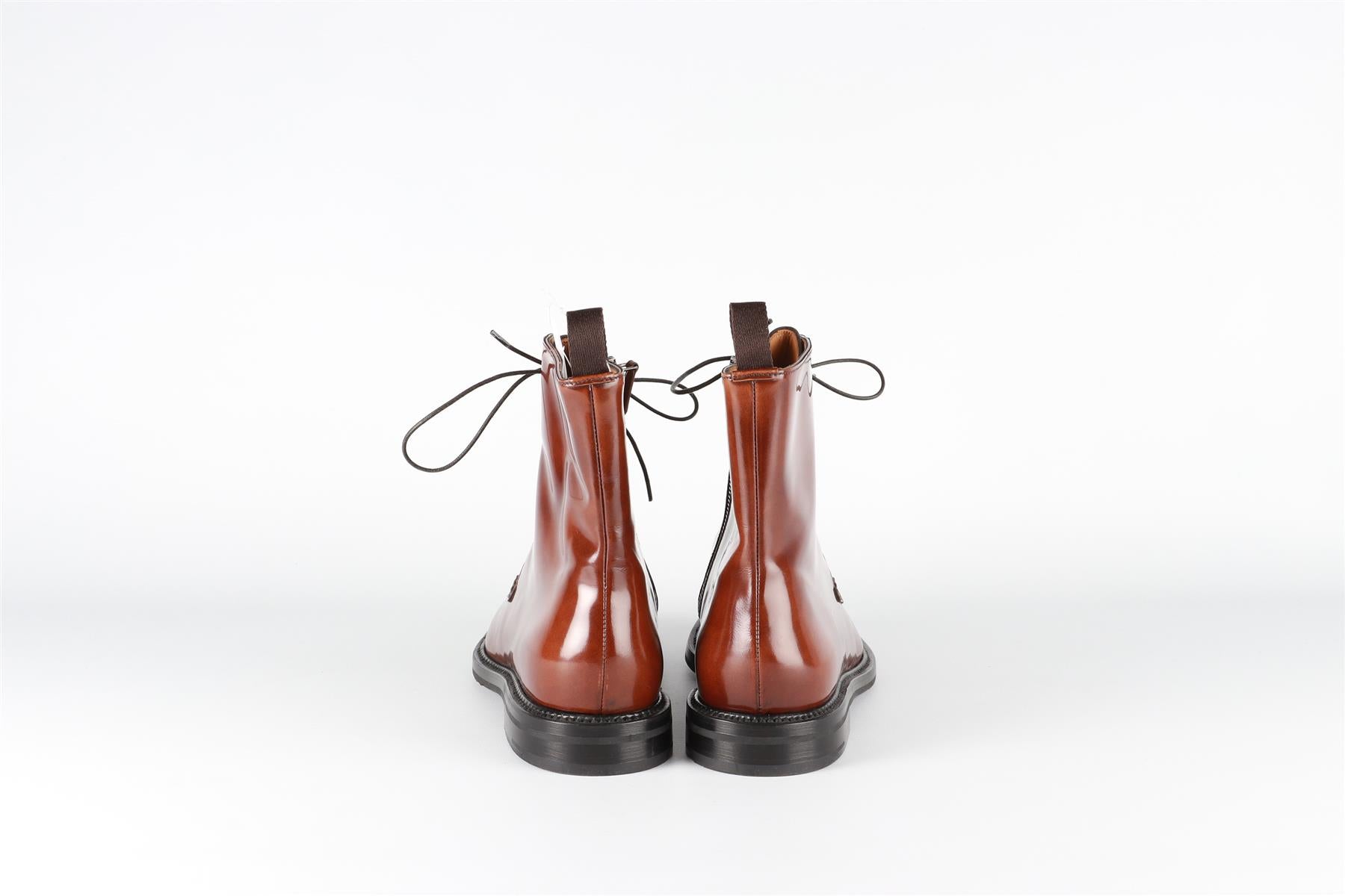 CHURCH'S BROWN PATENT LEATHER ANKLE BOOTS EU 38.5 UK 4.5 US 7.5