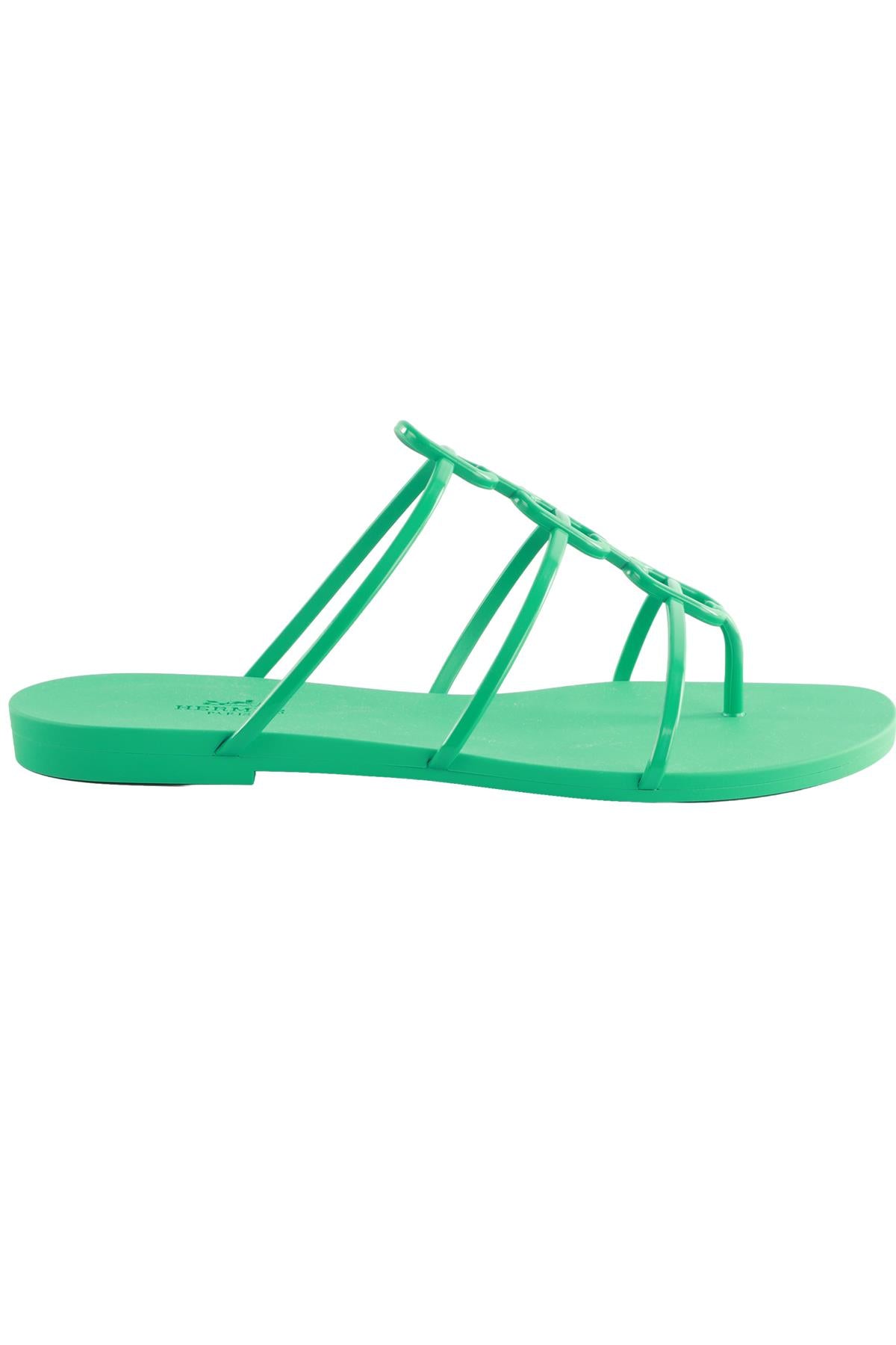 HERMÈS GREEN MYKONOS RUBBER SANDALS EU 38 UK 5 US 8