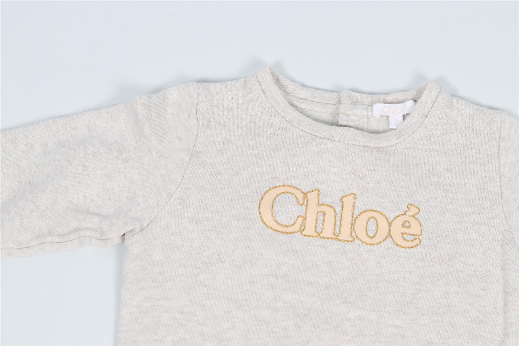 CHLOÉ BEIGE KIDS GIRLS COTTON SWEATSHIRT 2 YEARS