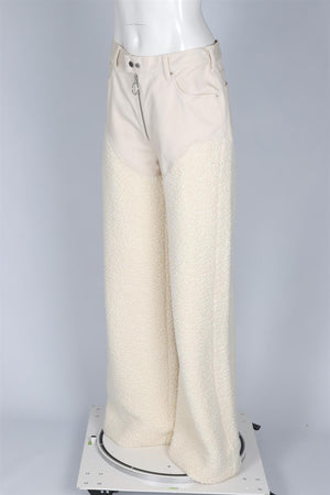 CORDOVA CREAM FAUX SHEARLING STRAIGHT LEG PANTS LARGE