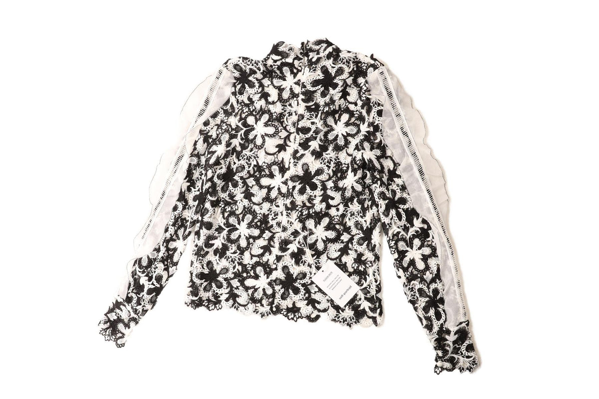SELF-PORTRAIT BLACK CROCHET TOP UK 6