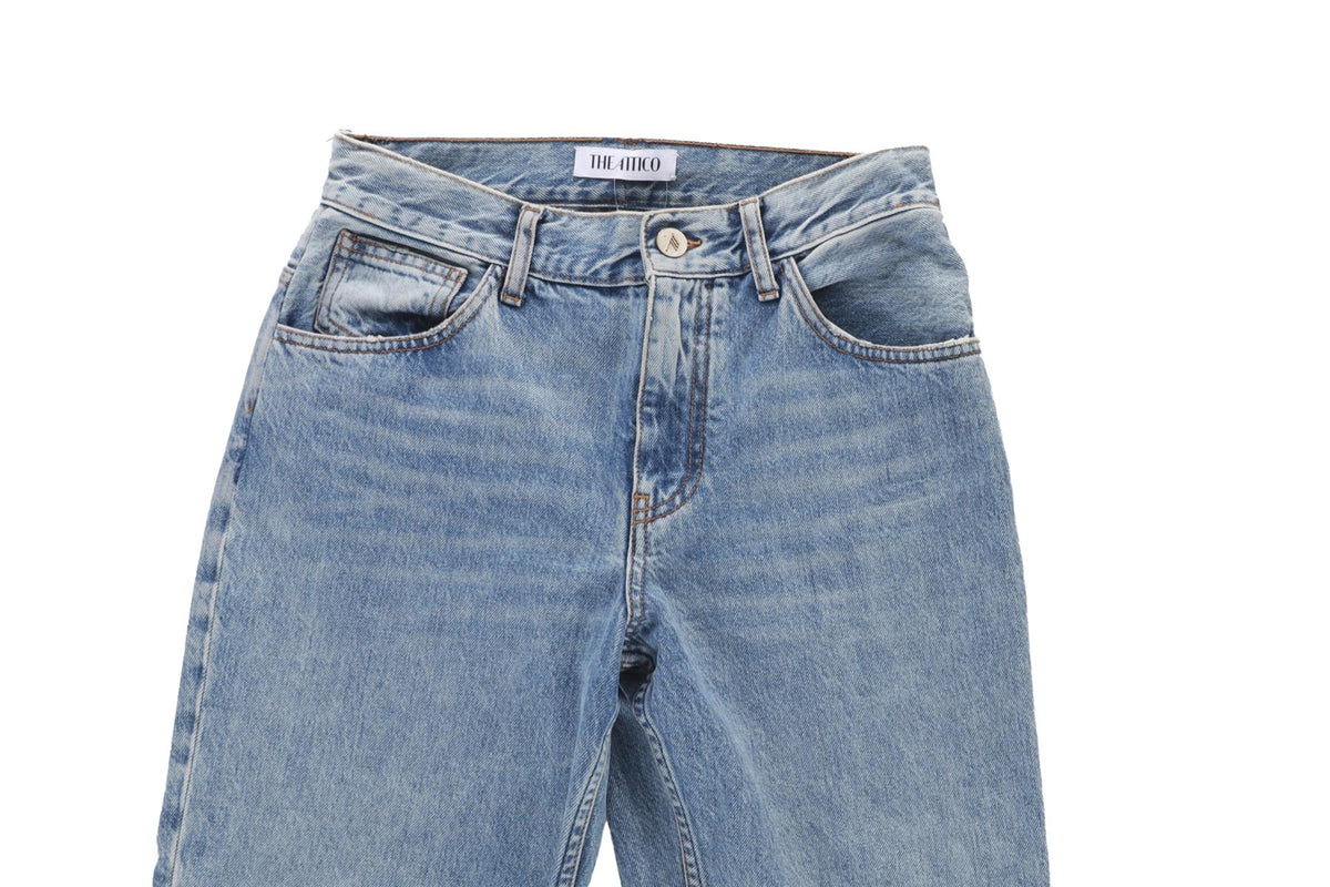THE ATTICO BLUE HIGH RISE STRAIGHT LEG JEANS W26