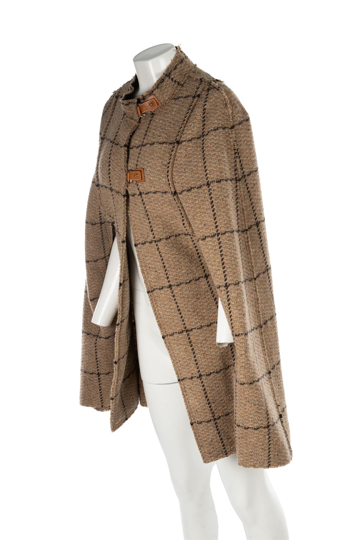 HOLLAND & HOLLAND BROWN WOOL CAPE FR 38 UK 10
