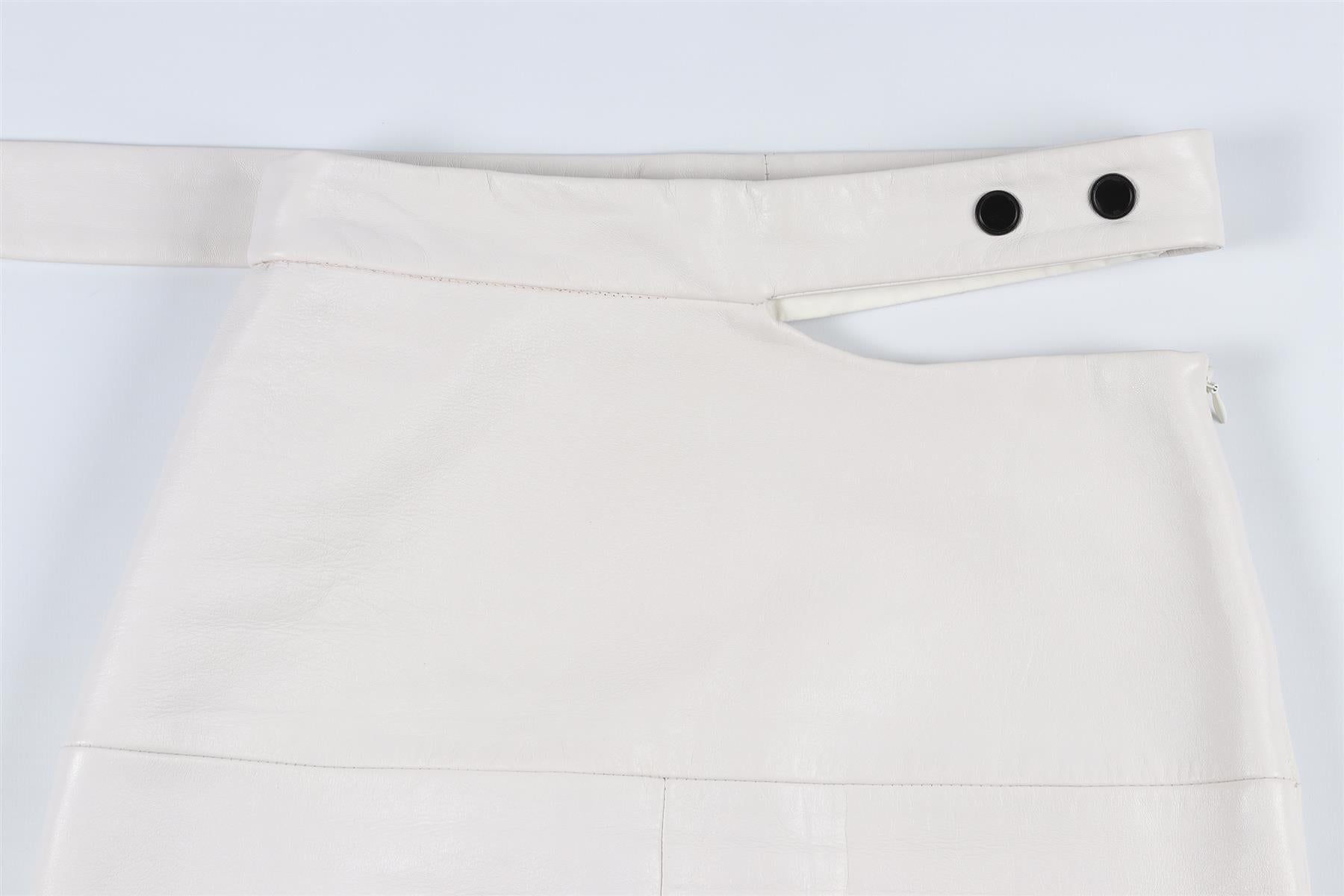 EUDON CHOI WHITE LEATHER MIDI SKIRT US 2 UK 6